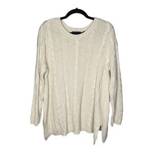 Jeanne Pierre Cable Knit Beige Long Sleeve Sweater | XL